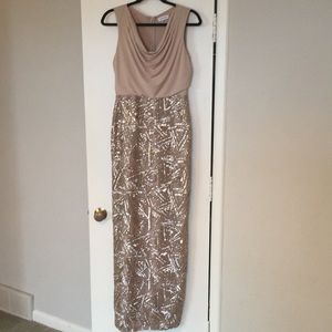 Calvin Klein Sequined Gold Formal Gown SZ 4